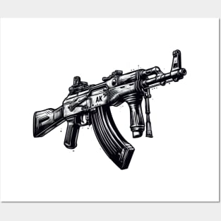 Iconic AK-47 Sketch: Artistry Meets Firepower Posters and Art